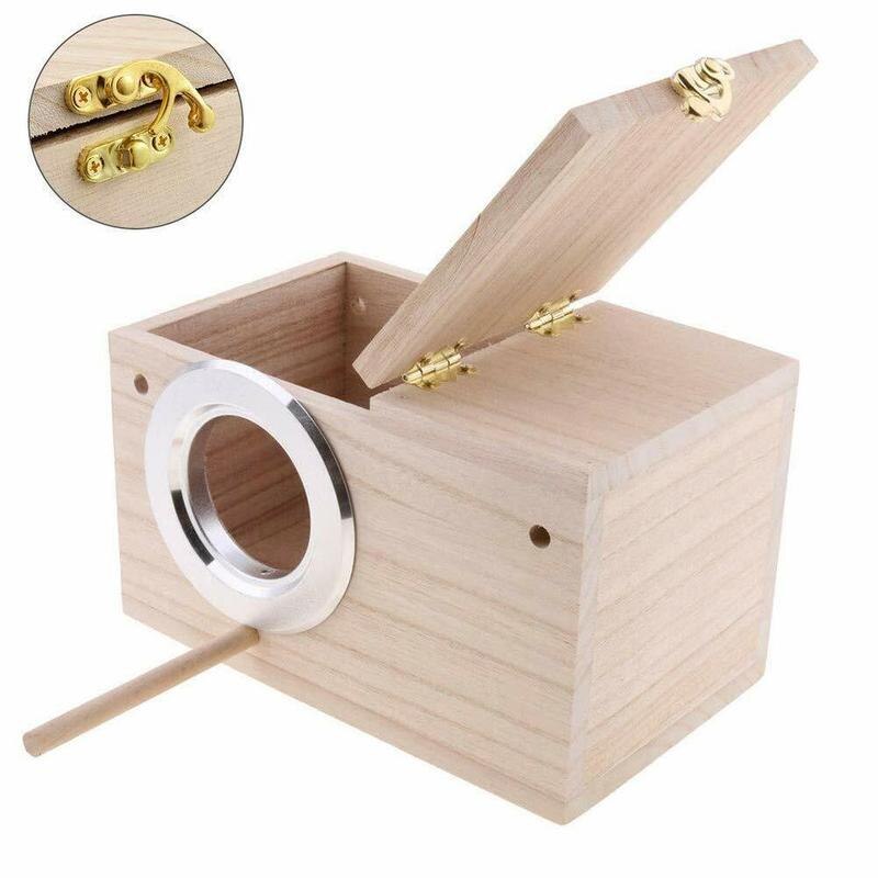 Parrot Breeding Box For Lovebirds Parrotlets Mating Opening Durable Hole House Nest Solid Wood Left/right Wooden Parakeet B Z9X2