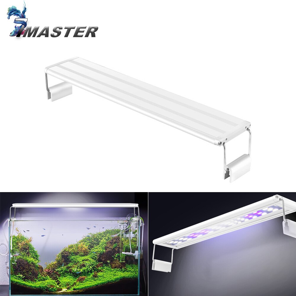 Oświetlenie LED do akwarium 15-57cm wysokiej jakości lampa do akwarium z wysuwane uchwyty białe i niebieskie ledy pasuje do akwarium