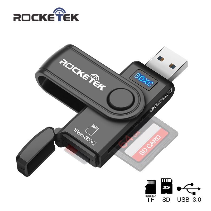 Rocketek USB 3,0 multi 2 en 1 lector de tarjetas de memoria adaptador para SD/TF micro SD ordenador portátil Accesorios