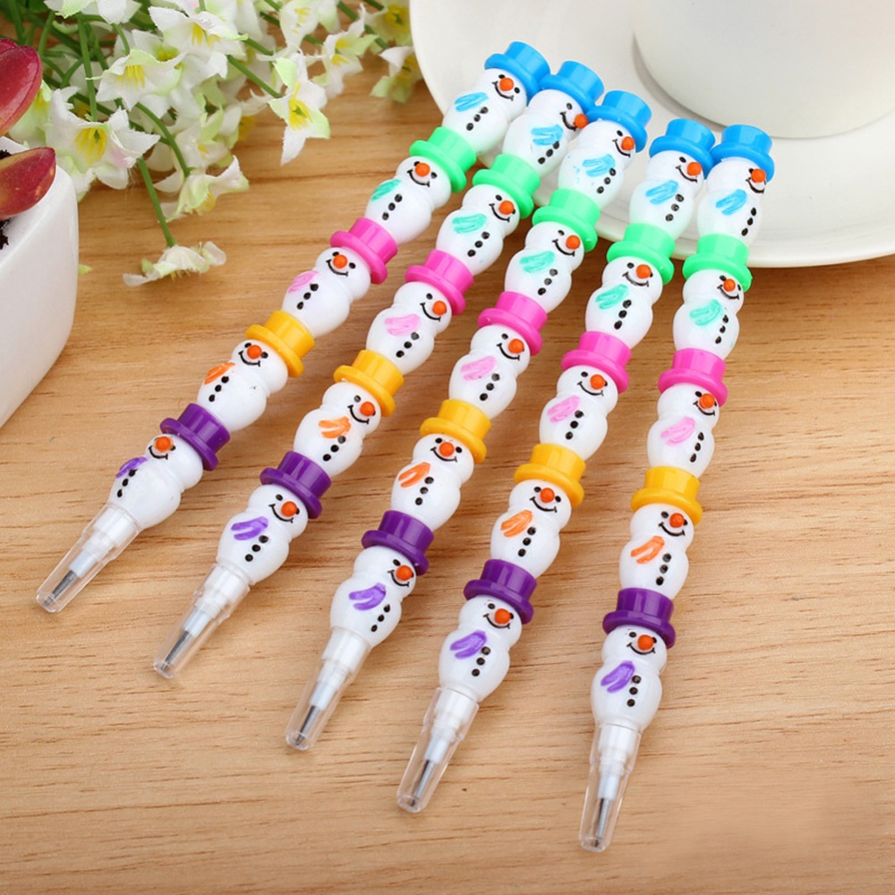 2Stck Nette Weihnachten Schneemann Stapelbar Bunte Bleistift SchöNe Baby freundlicher Spielzeug YH-461552