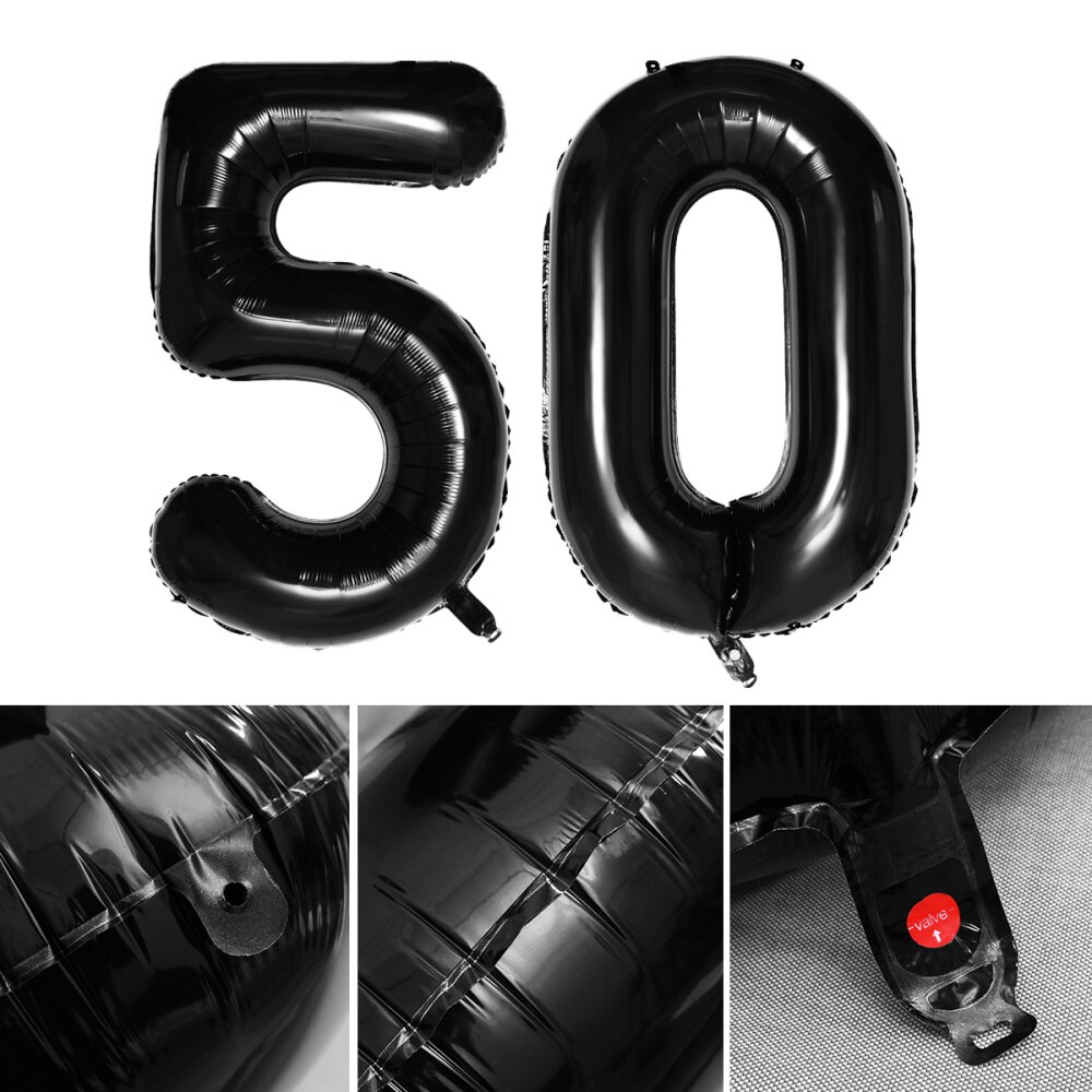 40 Inch Black 21 Number Balloons for Birthday Party Decoration Jumbo Foil Balloons for 90th Anniversary Party Supplies