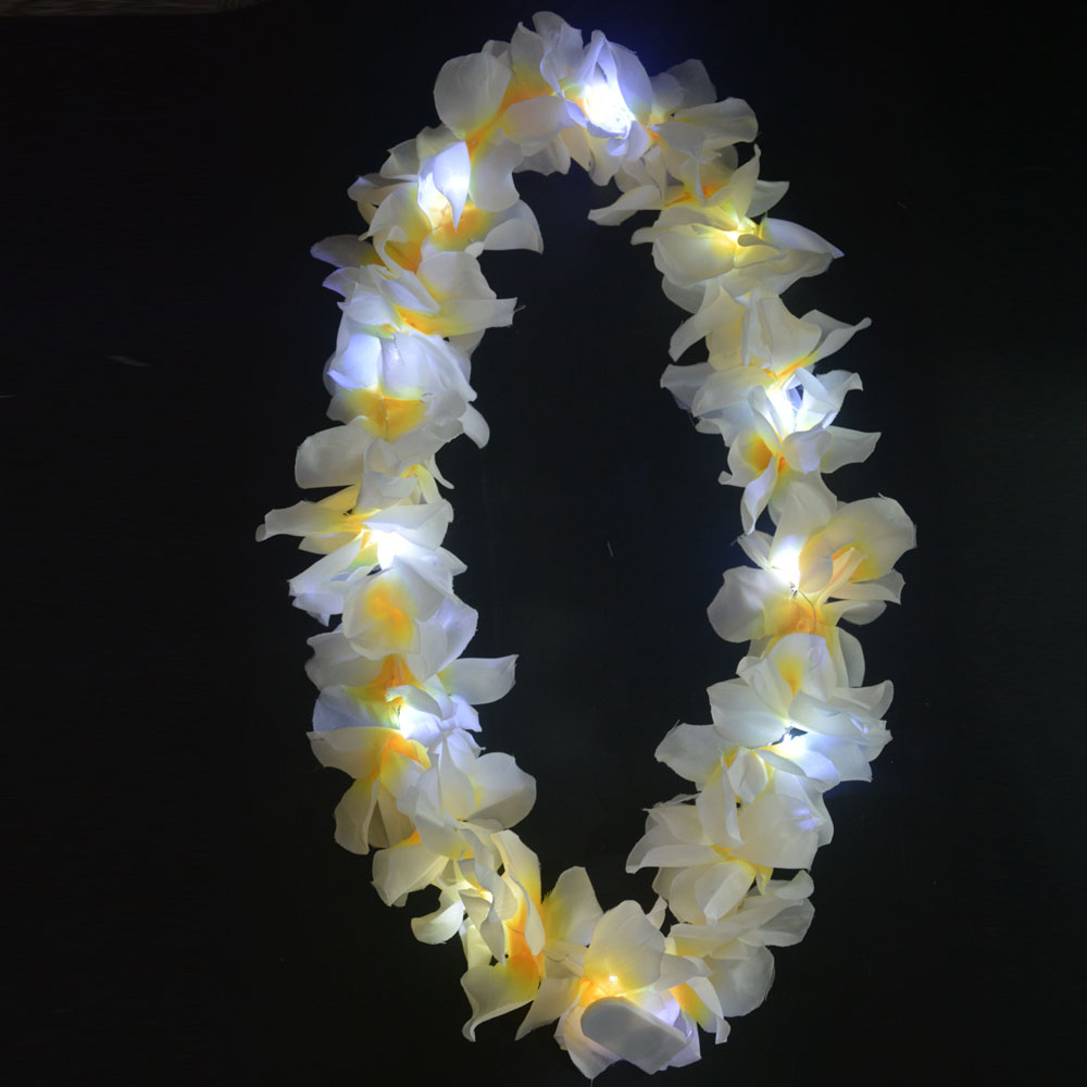 1 Uds. Collar de Lei de flores iluminadas hawaianas para mujer y niña, guirnalda de Hula, disfraz hawaiano de boda, Tropical Luau Glow