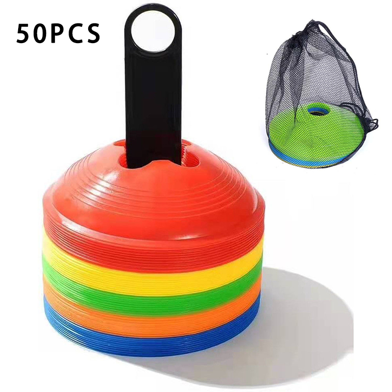 Conos de fútbol Disc Con con bolsa de transporte y soporte, marcadores de campo para entrenamiento de agilidad, conos deportivos, equipo de entrenamiento de fútbol, entrenamiento: violet