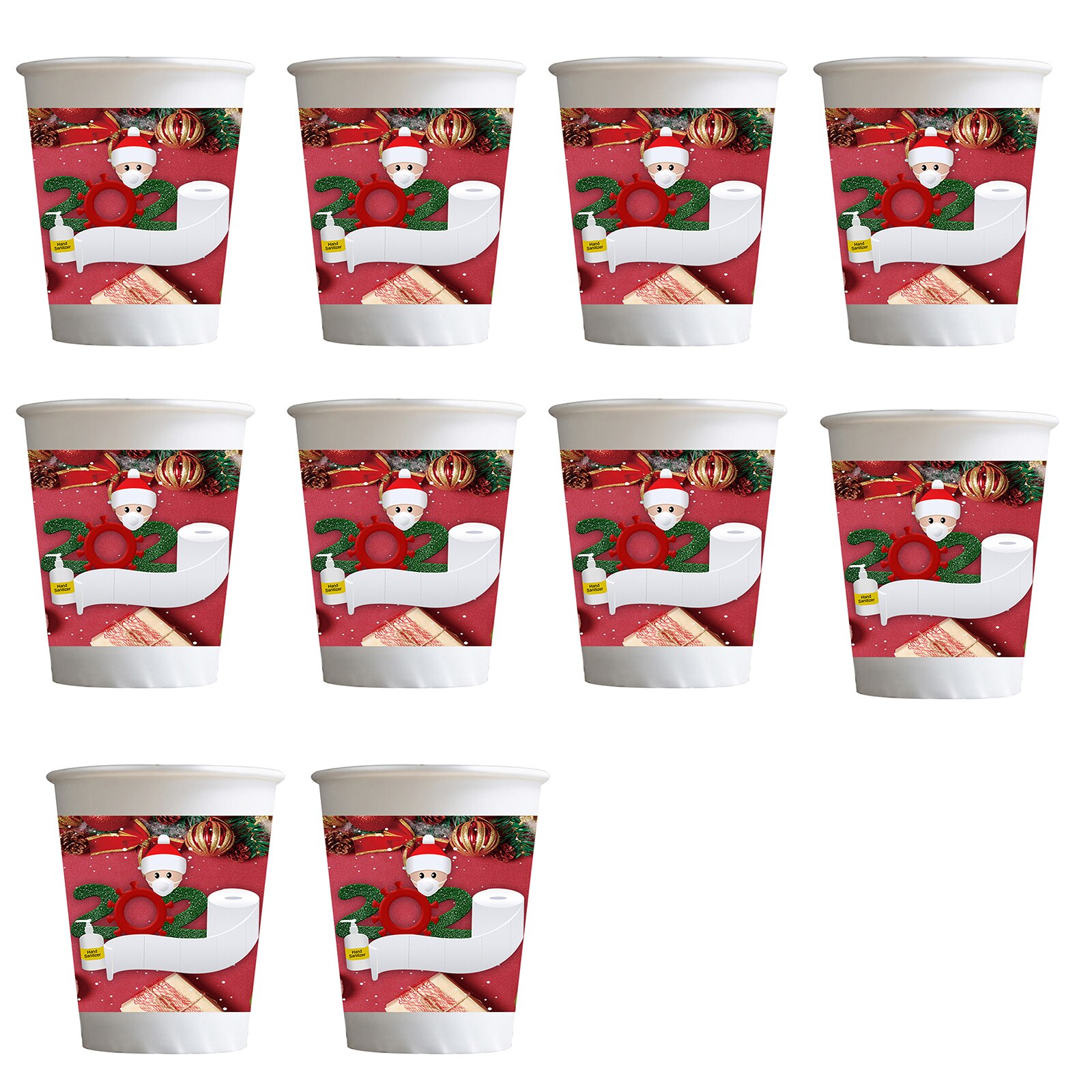 10Pcs Kerst Papier Cups Kerst Decoraties Voor Huis Santa Wegwerp Cup Jaar Party Tafel Decor G10