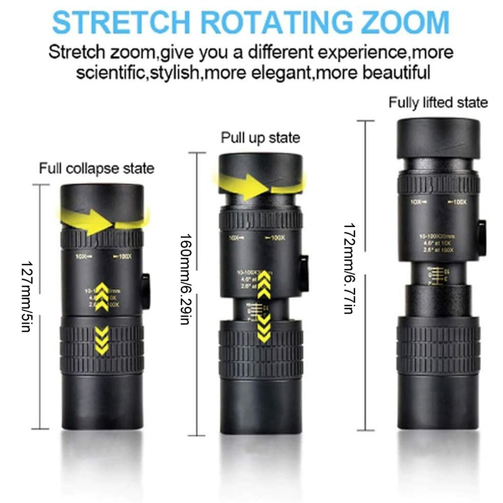 4K 10-300X40mm Super Tele Zoom Monoculaire Telescoop Waterdicht Fogproof Monoculaire Met Smartphone Houder &amp; Statief