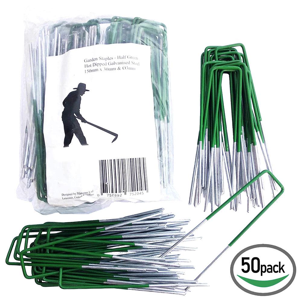 Clou de fixation en forme de U clous de sécurité durables robustes en acier galvanisé pour la fixation de l'herbe de paysage de pelouse de jardin: 50pcs