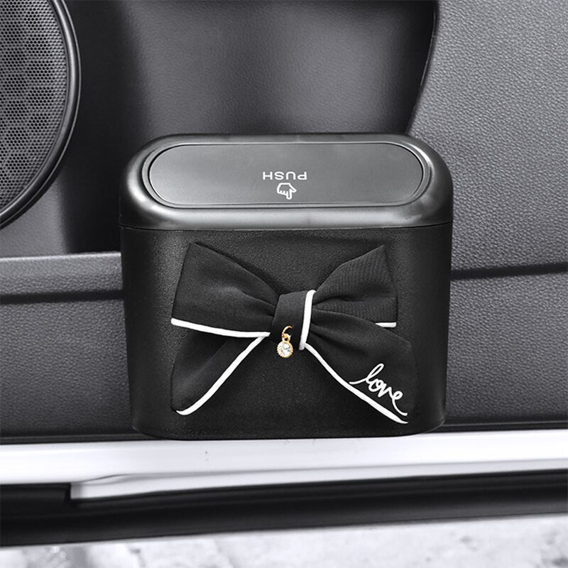 Leuke Strik Auto Prullenbak Opknoping Voertuig Vuilnis Stofhoes Opbergdoos Drukken Type Prullenbak Auto Interieur Accessoires: Rood