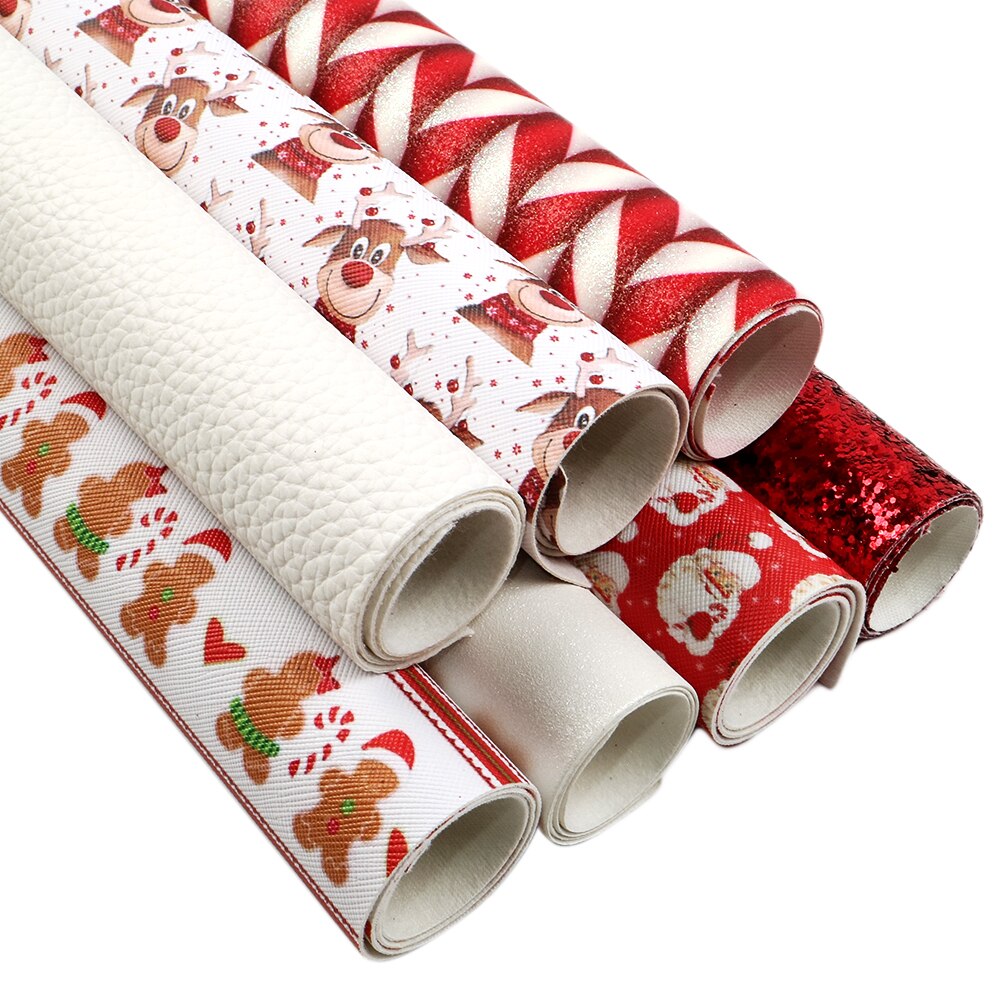 20*34cm jul assorteret kunstlæder stof til syning af kunstig syntetisk pvc til diy taske sko materiale ,1 yc 12652