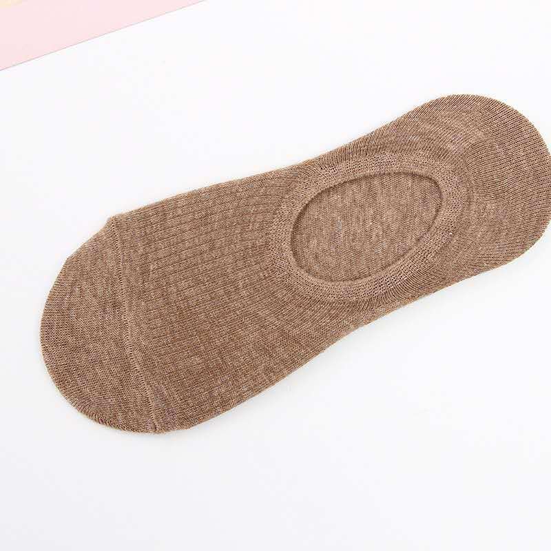 HUAYA Summer Women No Show Socks Invisible Cotton Double Cylinder Casual Non-slip Short Boats Socks Ankle Femmes Ladies Low Cut: brown