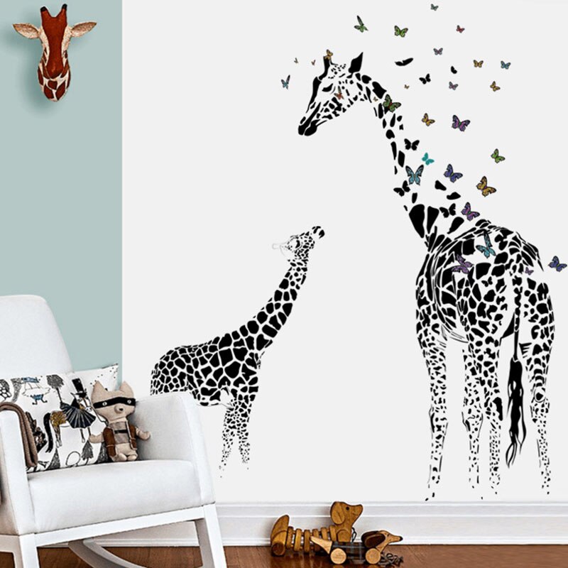 Curated visual reference: Visual Reference: Black White Giraffe Butterfly Wall Stickers Modern