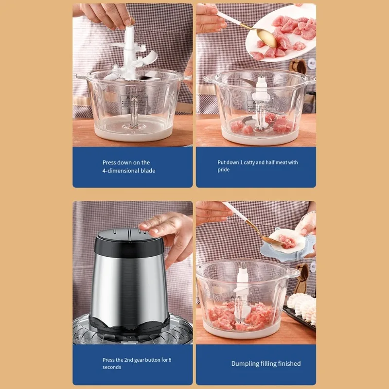 2l 3l elektrisk kødhakker 220v stk. kødhakker i rustfrit stål køkkenmixer blender maskine hakker foodprocessor