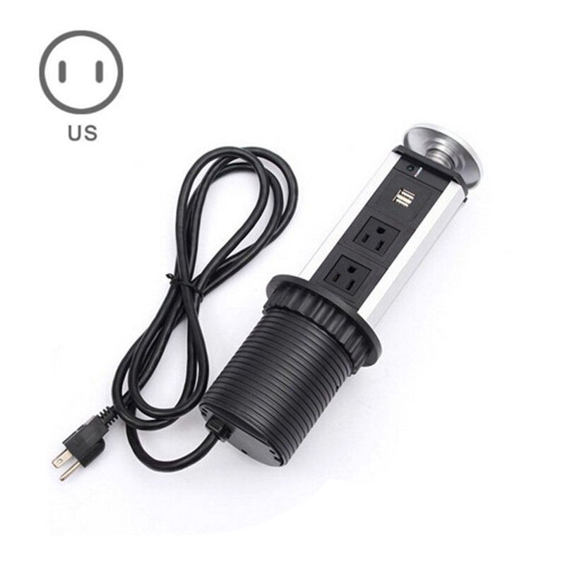 Us/eu -stik 3 stikkontakt 2 usb -opladningsport køkken kontorbord stationære stikkontakter udtrækkelige bordplader bordplade kontor hjemme