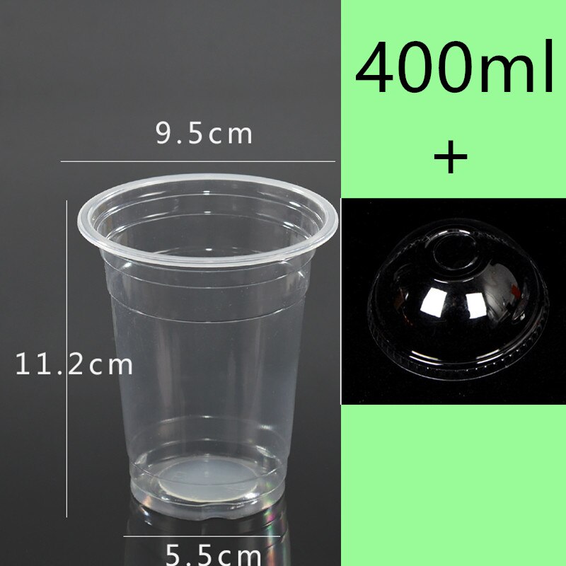 50 Stuks 95Mm Kaliber Transparante Wegwerp Glazen 400Ml Plastic Bekers Voor Drinken Party Gunsten Melk Thee cup Met Deksel: cup and lid / 575ml 50pcs