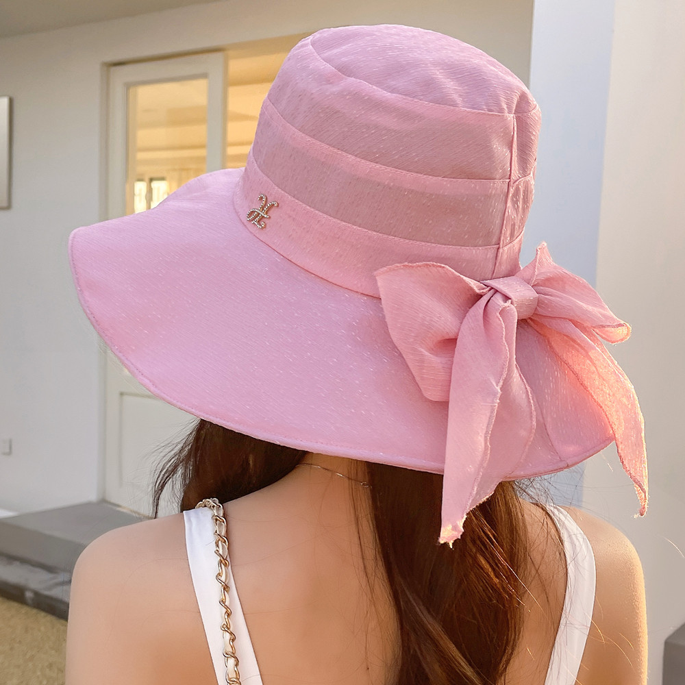 Vrouwen Zomer Zon Hoeden Plain Kleur Mode Boog Zonnehoed Vrouwelijke Outdoor Zon Reizen Strand Hoed