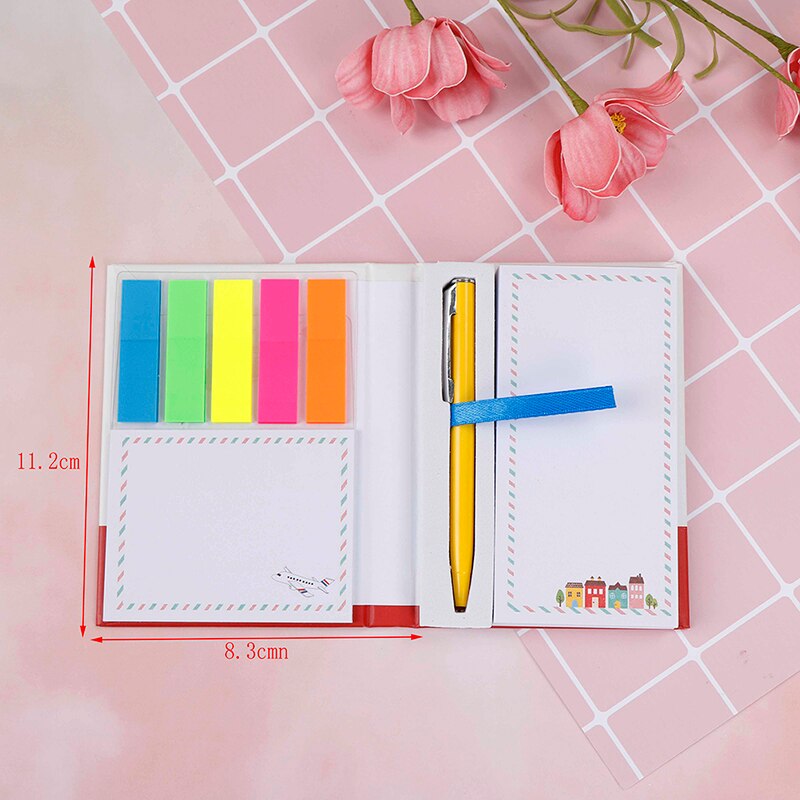 Colorful Mini Notebook With Pen Hardcover Sticky Combination Trivial Book Diary Notepad Office School Memo Pad Randomly