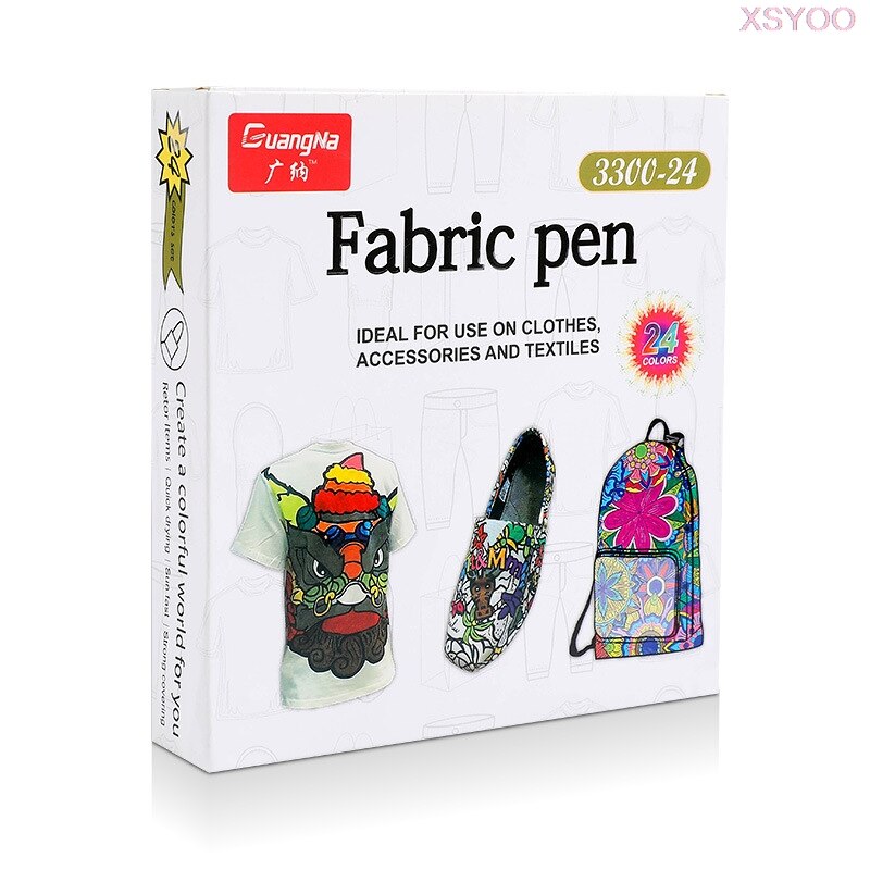 12/24 Kleuren Stof Verf T-shirt Brush Marker Pigment Waterdichte Inkt Marker Voor Textiel Ideaal Kleding Accessoires Diy Schilderen