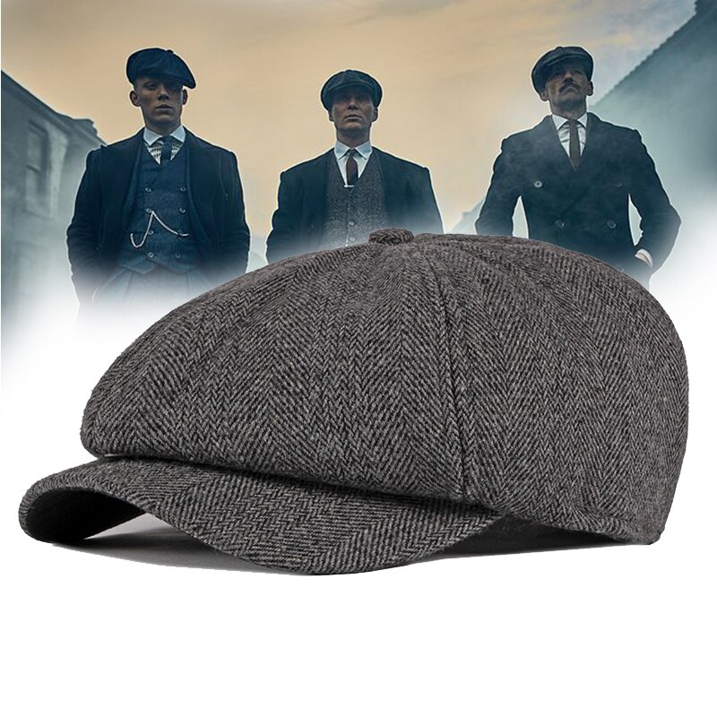 Sleckton herre newsboy kasket varme vinterhatte til mænd tweed baretter retro ottekantet hat far hatte peaky skyklapper