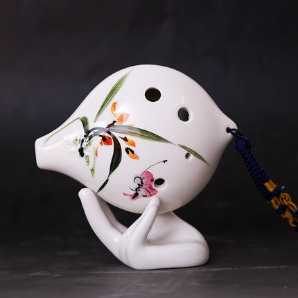 TNG – Ocarina en forme de cœur, croquis à main libre, fleur faite à la main, 6 trous en céramique, Instruments de musique pour débutants: SC Orchid