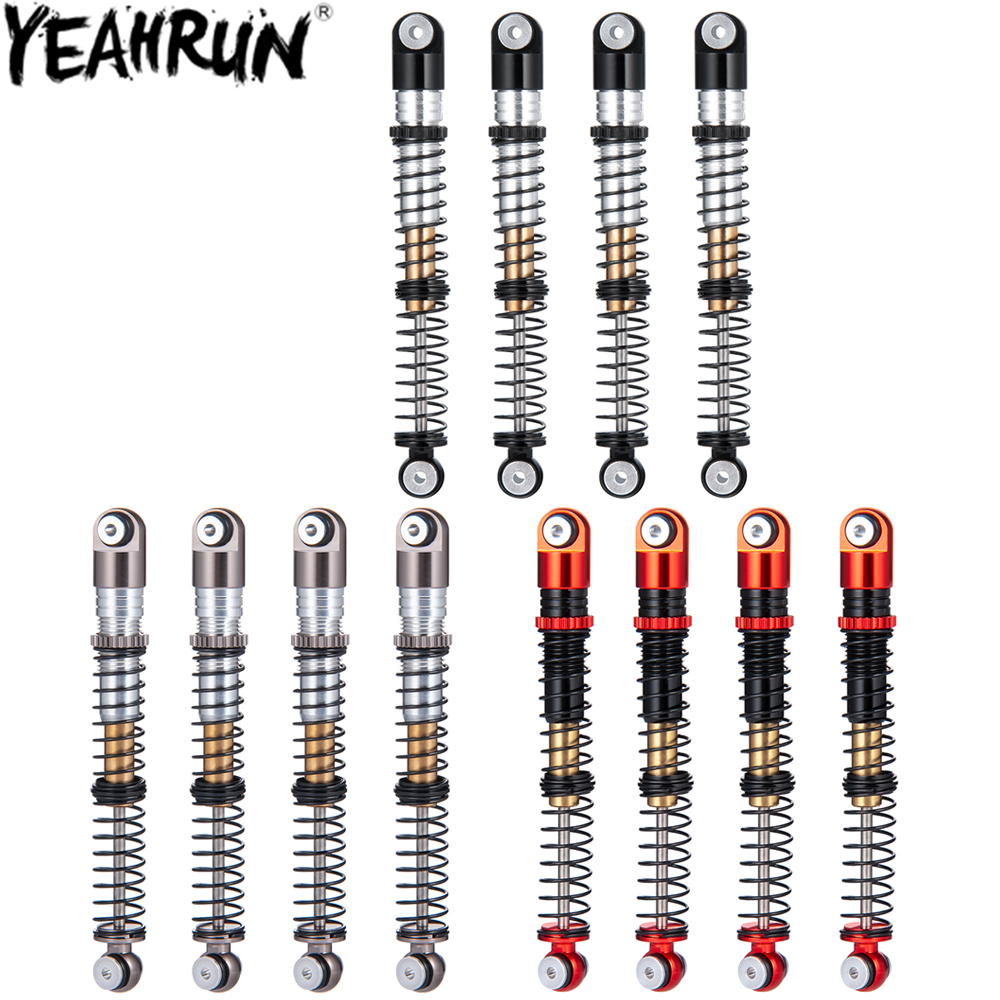 YEAHRUN 4 Uds 53mm amortiguador de aluminio roscado Tele amortiguador actualizaciones para 1/24 RC coche Axial SCX24 JLU gladiador Micro Crawler