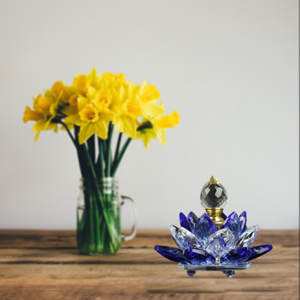 Decorative Crystal Lotus Flower Shape Refillable Perfume Oil Bottle Home Decoration