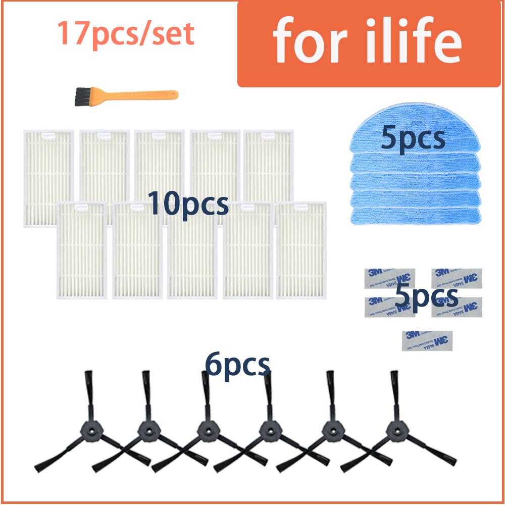 Per ilife v5 v5s V3 V3s v5pro V50 V55 x5 v5s pro aspirapolvere robot parti spazzola laterale filtro antipolvere primario mop filtro Hepa: E