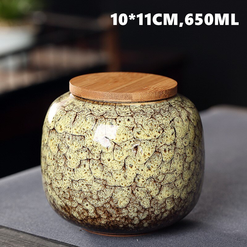 650ml Sealed Ceramic Porcelain Tea Caddy Teaware Pot Kiln To Tea Pot Household Storage Container Tea Container Ceramic Container: M YELLOW