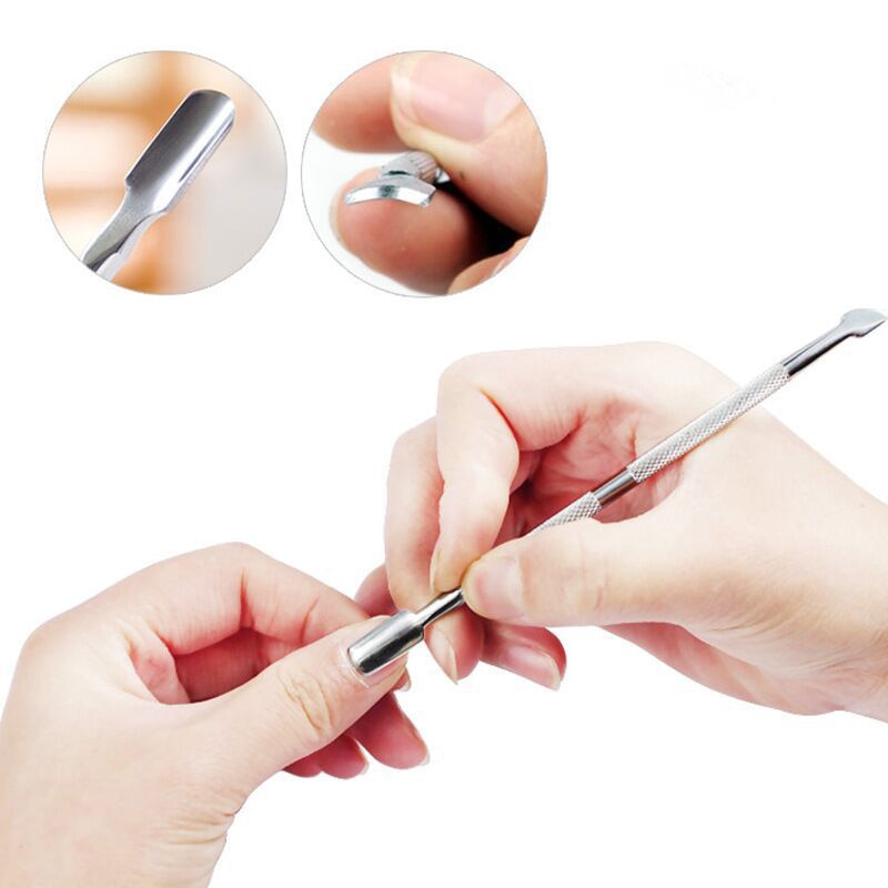 1pc negle neglebånd ske pusher skraber fjerner rustfrit stål neglekunst fjernelse af død hud pedicure tilbehør manicure værktøj