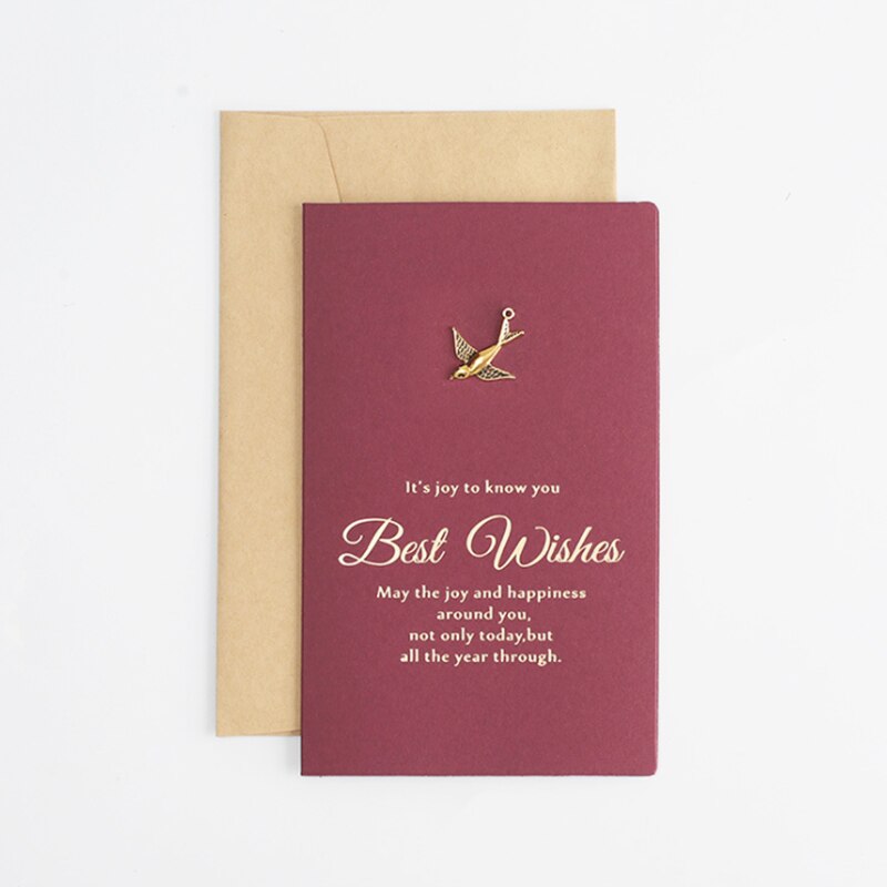 Retro Metal Bronzing Greeting Card Birthday Party Blessing Card Adult Wedding Thanksgiving Message Christmas Card: C 1pcs