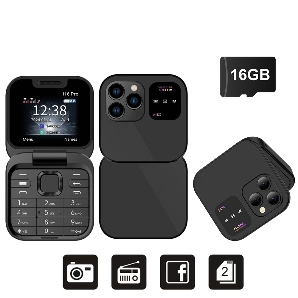 SERVO 2024 Neues Mini-kippen-praktisch FM-Radio Magie Stimme schwarze Liste Geschwindigkeit wählen Vibration 2 SIM-Karte Kleines Anzeige faltbares Telefon: Blau