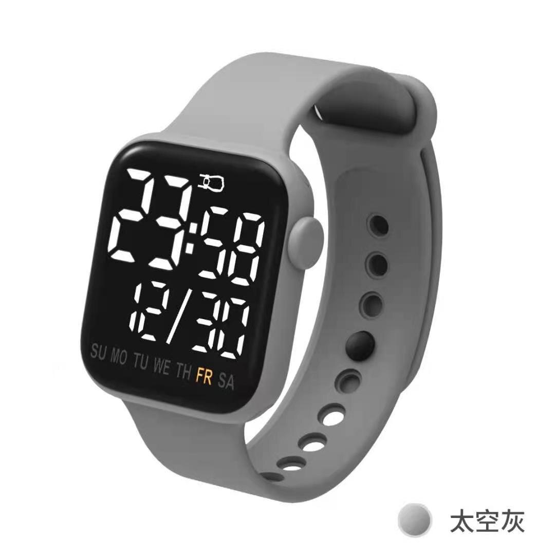 The square LED electronic watch apple touch screen LED watch digital sports students: Space Grey