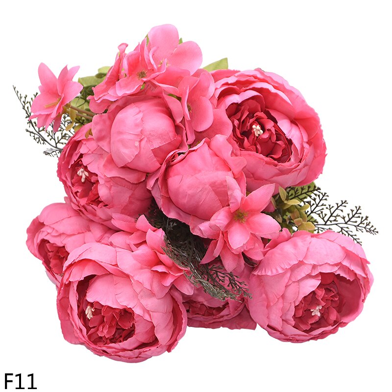 1 boeket Kunstmatige Pioen Bloemen Zijde Pioen Roos Bloem 6Big Hoofd 2Bud Valse Bloem Voor DIY Thuis Hotel Bruiloft Decoratie krans: F11 dark pink