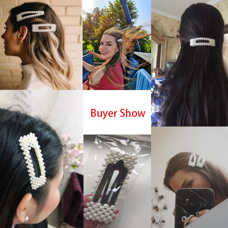 Pearl Hair Clip for Women Korean Snap Barrette Stick Hairpin Hair Styling Accessories Hair Pins