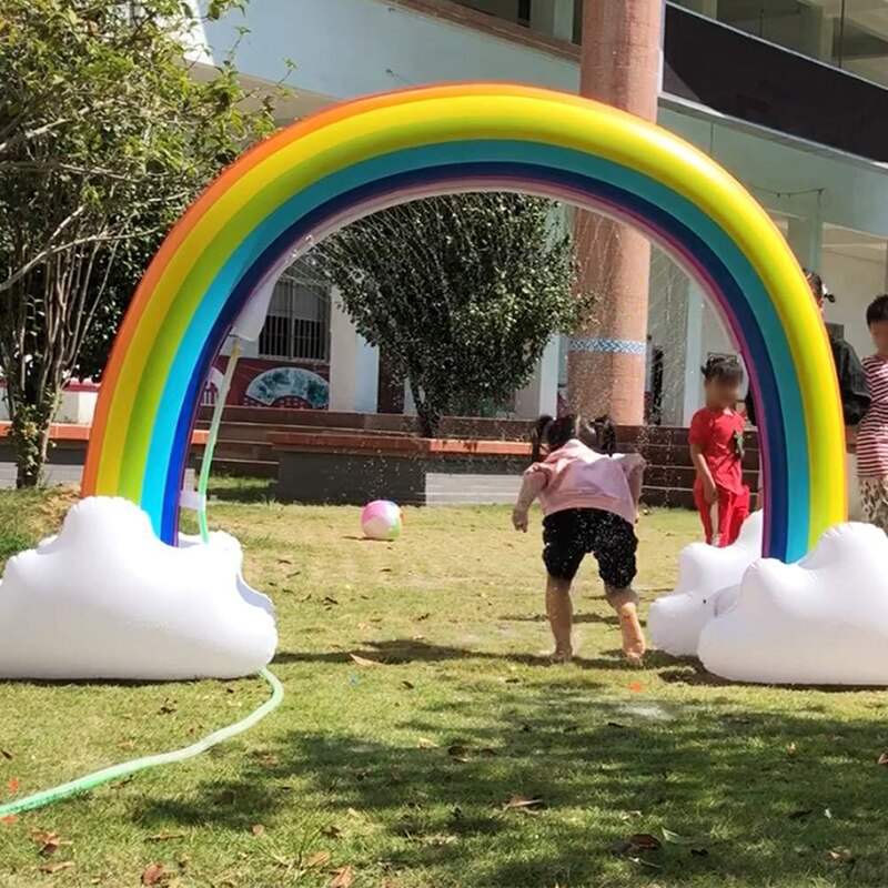 Ginormous rainbow cloud yard sprinkler 238cm kæmpe oppustelig buegang græsplæne strand udendørs legetøj til barn voksen baby spil center