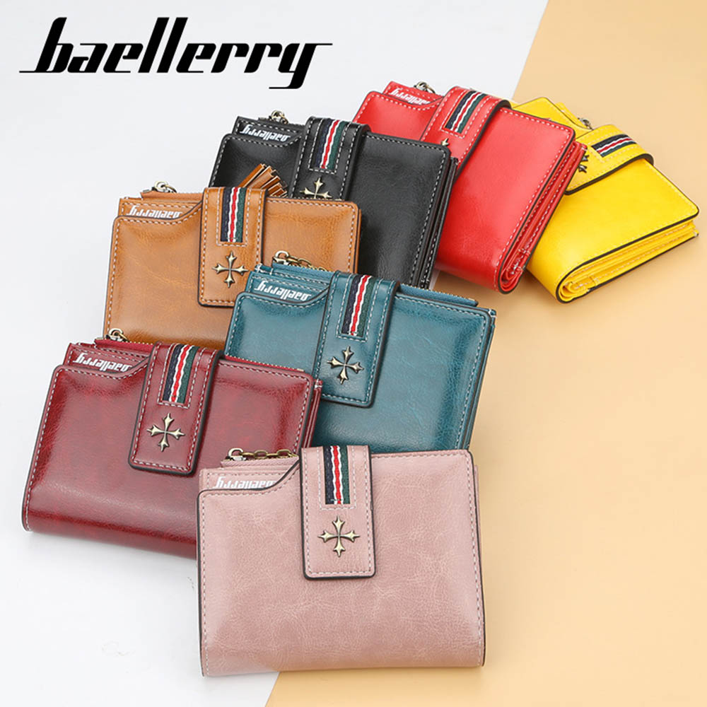 Baellerry hommes portefeuilles courts PU porte-cartes en cuir homme sac à main de de Simple fermeture à glissière sac à main