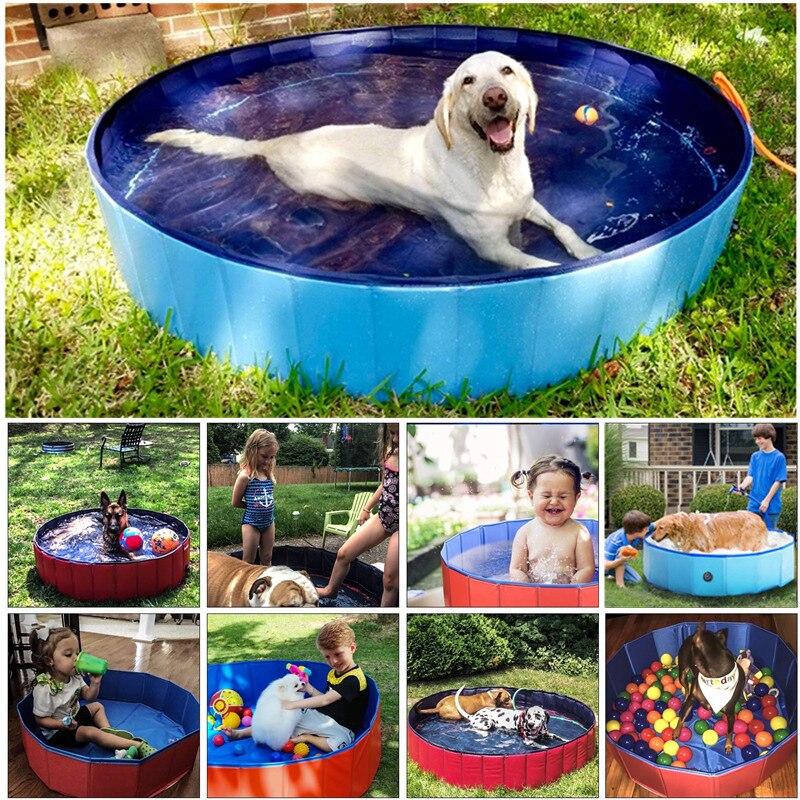 PVC Foldable Pet Cat Dog Swimming Pool PVC Washing Pond Dog Tub Bed Small Large Dog Swimming House Bed Summer Pool