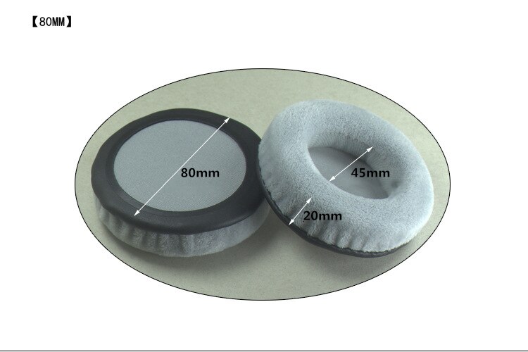 Allgemeine Grau Samt Schaum Ohr Pads Kissen 60 65 70 75 80 85 90 95 100 105 110 115 120MM für SONY für Sennheiser Kopfhörer: 80mm