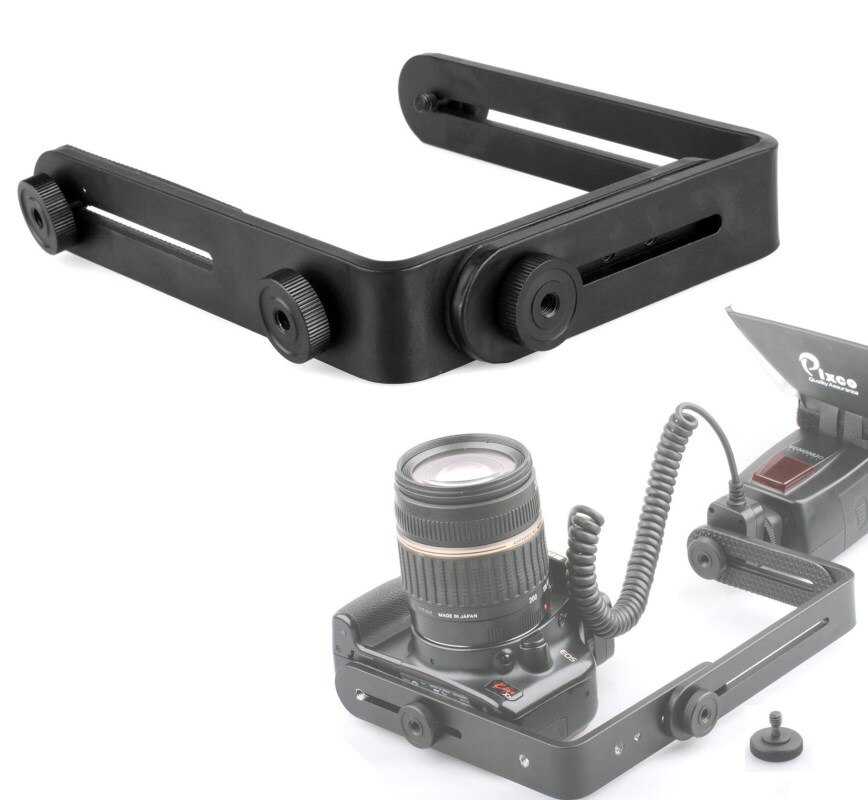 Camera Flash bracket double L bracket bilateral frame dual L-shaped bracket Black