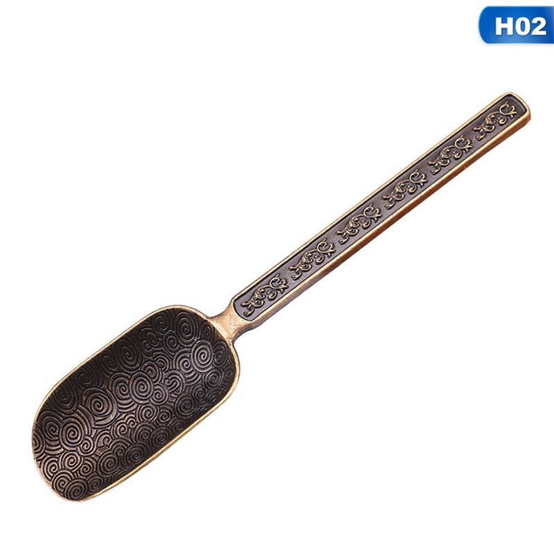 Chinese Tea Spoons Copper Tea Scoop Spoon Tea Leaves Chooser Holder Chinese Kongfu Tea Accessories Tools: H01