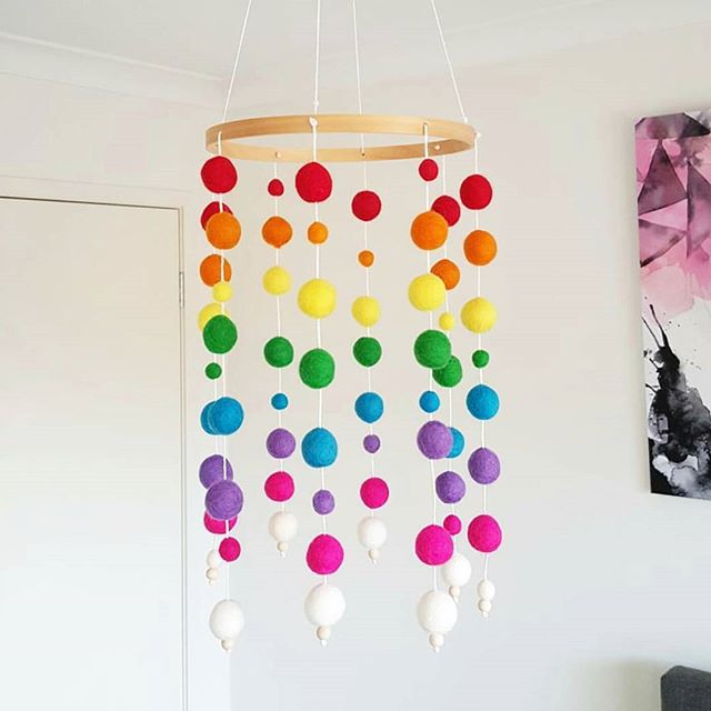 Diy Macaron Kleur Haar Bal Windgong Decor Banner Babykamer Decoratie Beddengoed Bumpers Kids Party Ballen Kids Meisjes Kamer decor: A