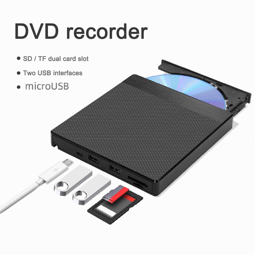 2In1 unità ottica esterna USB masterizzatore CD esterno di tipo C portatile lettore CD/DVD ad alta velocità lettore di schede TF per Windows Linux