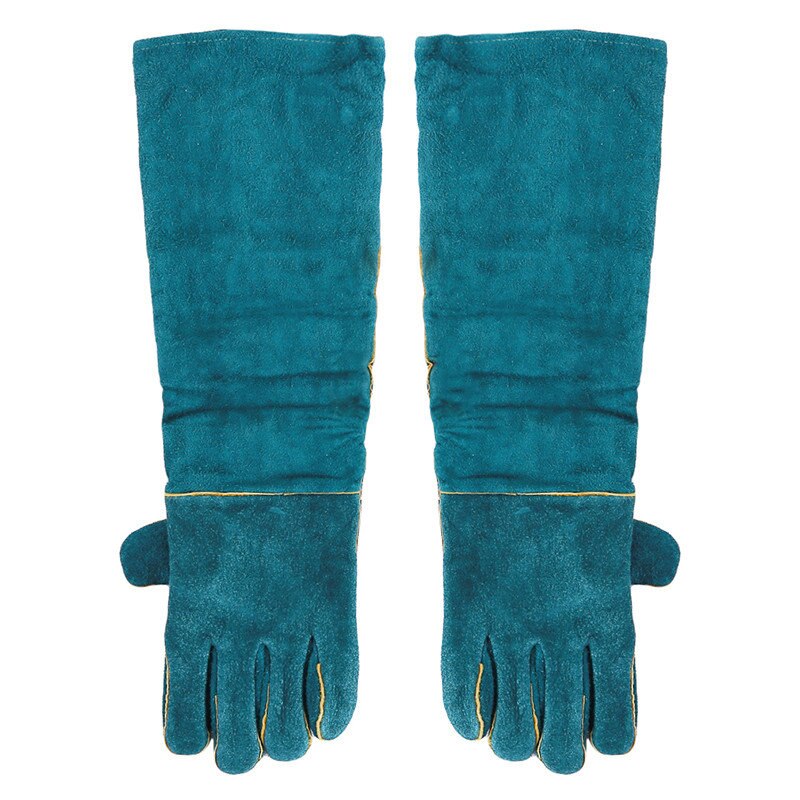Anti-bite Safety Bite Gloves For Catch Dog Cat Reptile Animal Ultra Long Leather Green Pets Grasping Biting Protective Glove: Default Title