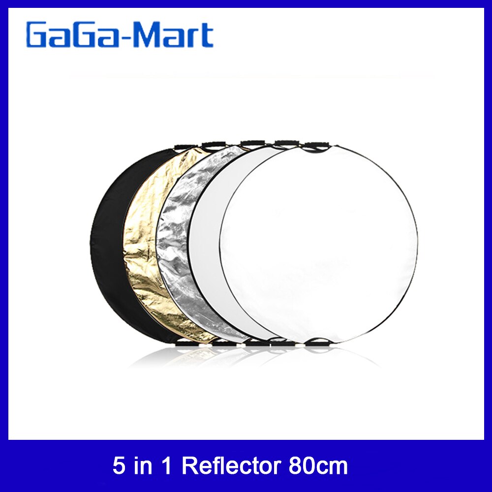 Reflector de iluminación portátil 5 en 1 de 80cm con bolsa de almacenamiento portátil para fotografía en interiores y exteriores