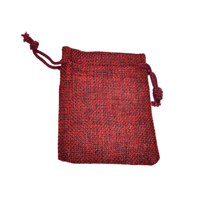 10*14Cm Linnen Hessische Sack Sieraden Pouch Koord Zakken Koord Zakken 10 Stuks: wine red