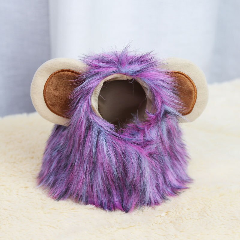 Hond Cap Halloween Huisdier Leeuw Grappige Leuke Animal Kostuum Cosplay Leeuw Pruik Kat En Hond Hoofdtooi Hoed Dierbenodigdheden: Purple / M