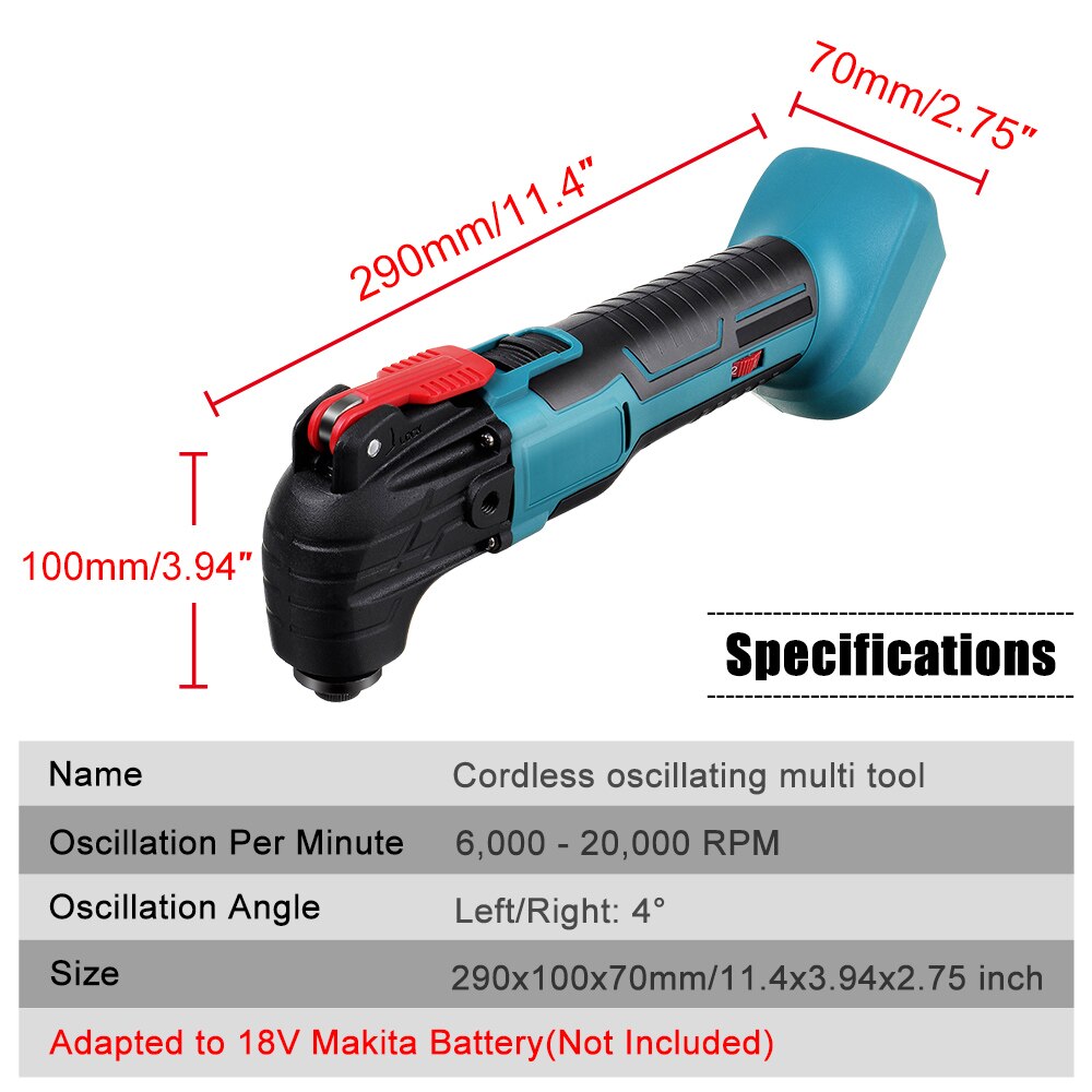 Drillpro 6 Speeds Cordless Oscillating Multi Tool Variable Speed Adjustable Renovator Woodworking Tool For Makita 18V Battery