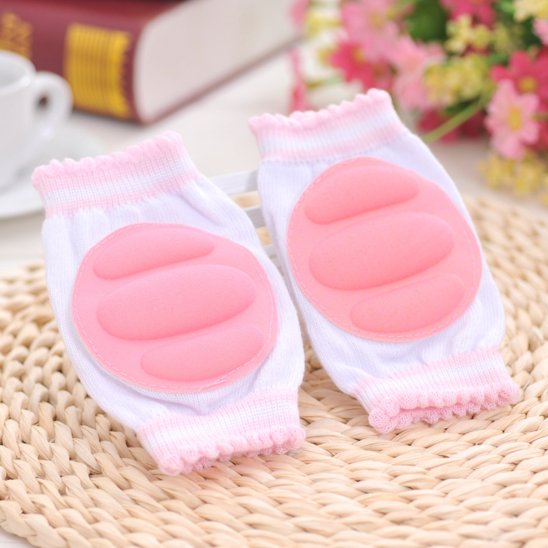 1 par de rodilleras de gateo de algodón para bebé, cojín de seguridad para el codo para gatear, calentadores de piernas infantiles, Protector de rodilla para niños pequeños: pink