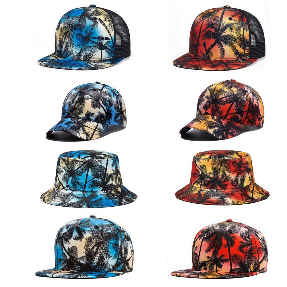 Casquette de plage à rabat en noix de coco pour hommes, pour en bord de mer, impression 3D, casquettes Hip Hop, Street Dancer, chapeau de danse