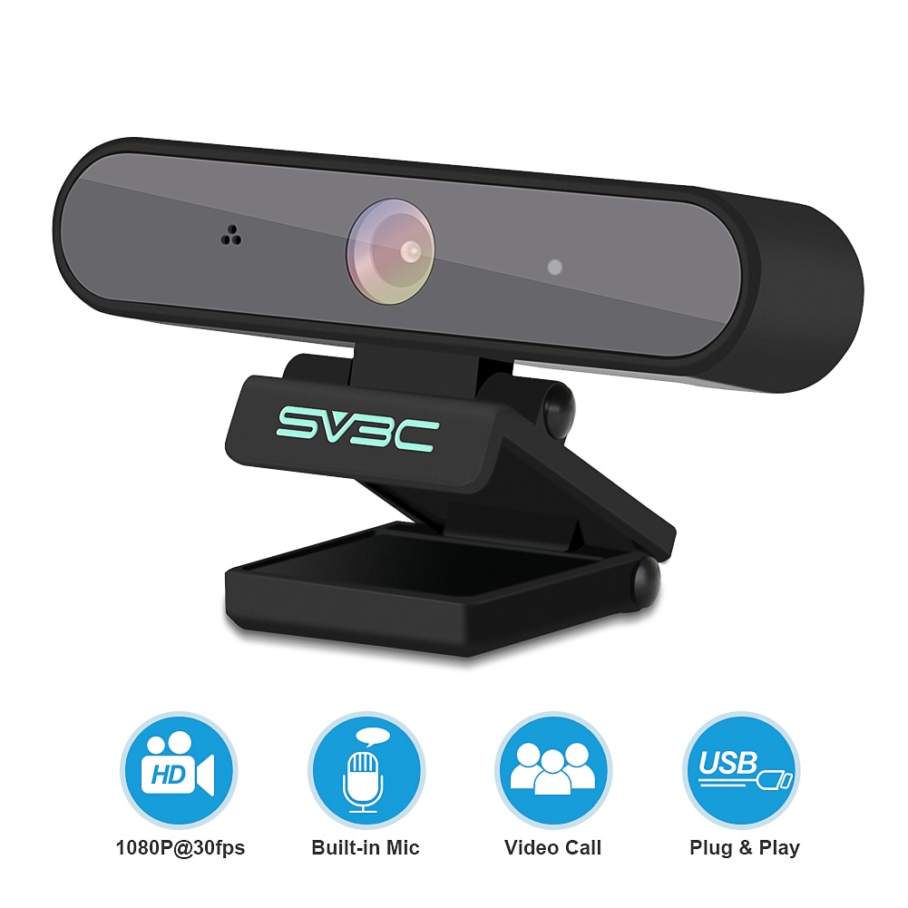 SV3C Hd Webcam Met Microfoon Full Hd 1080P 30fps Usb Camera 2MP Video-opname Web Camera Voor Pc Computers: Black