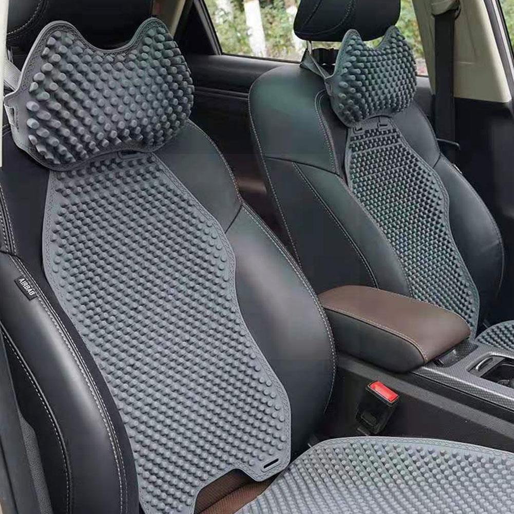Cojín de Gel para asiento de coche, soporte Lumbar de masaje para cuello, pieza de ventilación fresca, almohada para el dolor del coche, reposacabezas, accesorio Re S3F8