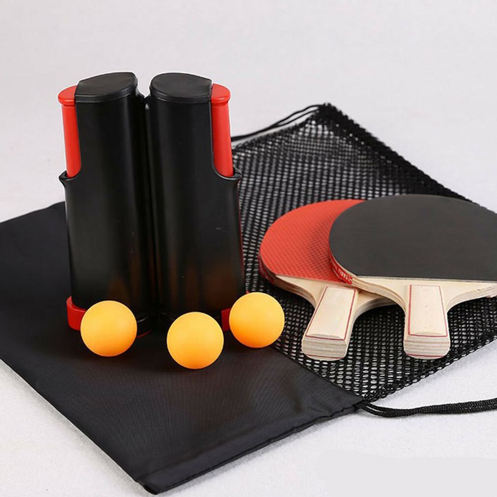 Portable Table Tennis Set Ping Pong Set With Retractable Net Indoor Outdoor Play Table Tennis Racket Sports Training Accessories